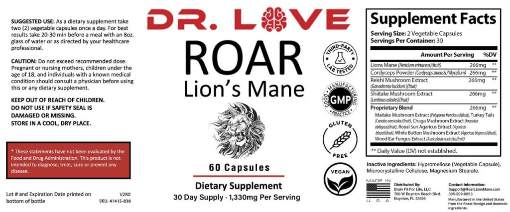 Dr. Love Roar Lion's Mane supplement-facts