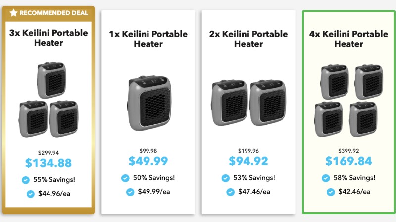 Keilini Portable Heater Pricing