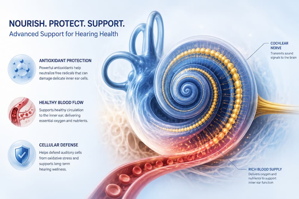 Audifort how it works – inner ear cochlear protection and blood flow support mechanism
