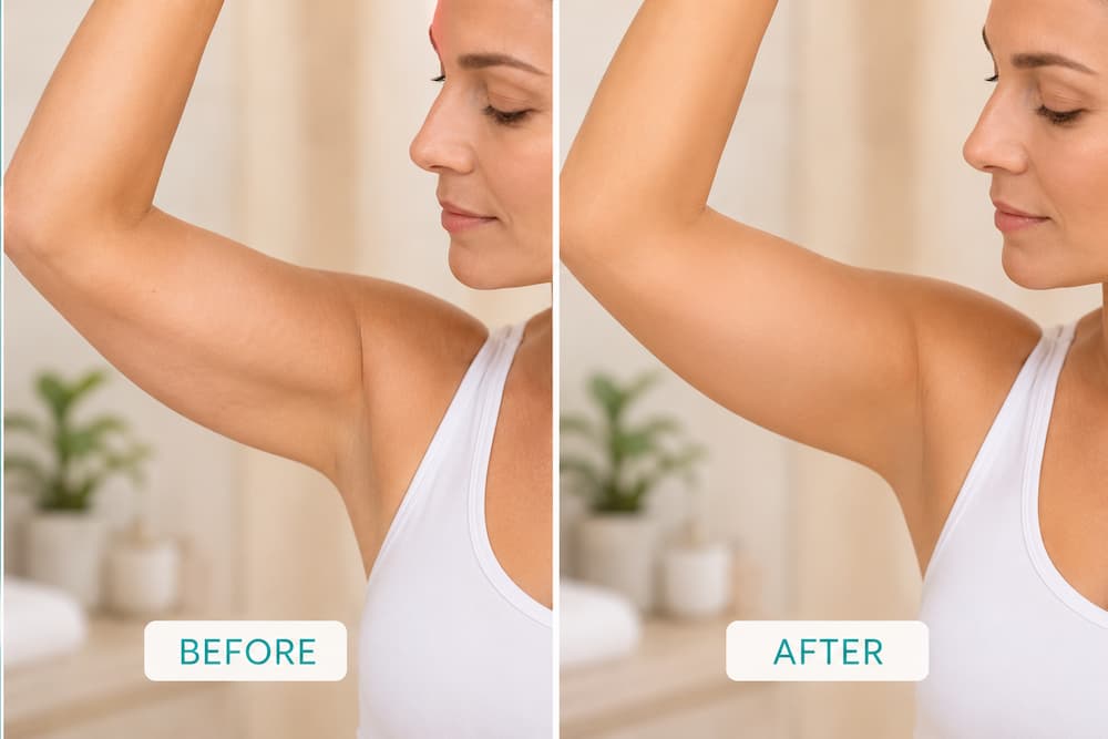 MyoGlow reviews before and after – arm skin firming results timeline